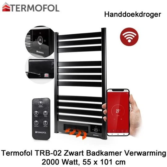 Termofol TRB-02 zwart handdoekdroger 2000 Watt