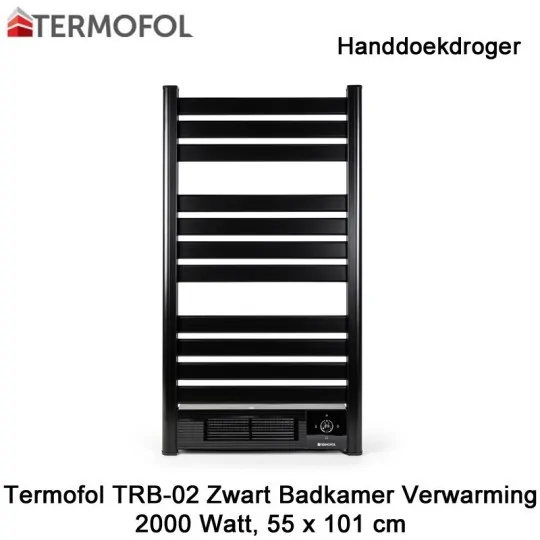 Termofol TRB-02 zwart handdoekdroger 2000 Watt