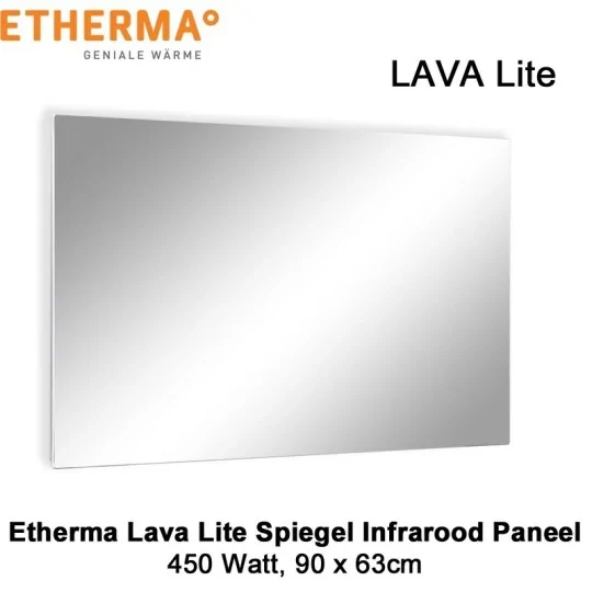 Etherma Lava Lite spiegel infrarood paneel, 450 watt, 90 x 63 cm