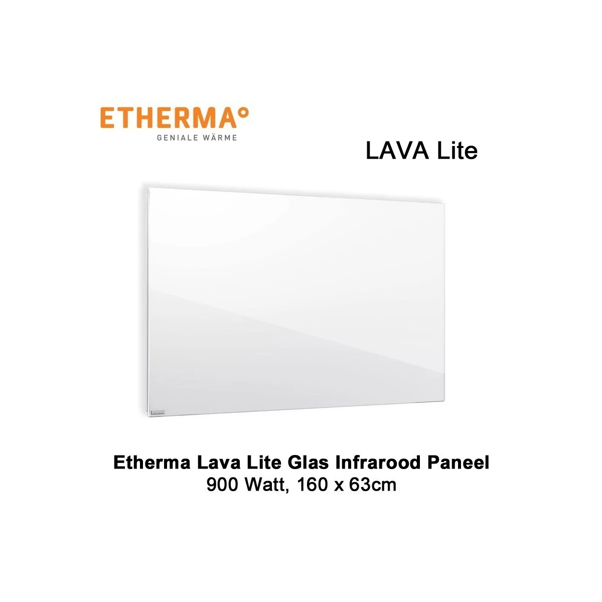 Etherma Lava Lite glazen infrarood paneel, 900 watt, 160 x 63 cm