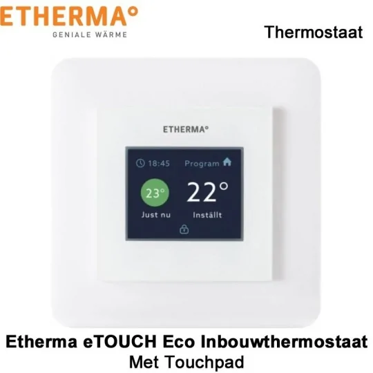 Etherma eTOUCH eco Inbouwthermostaat met touchpad | Infraroodverwarmingonline