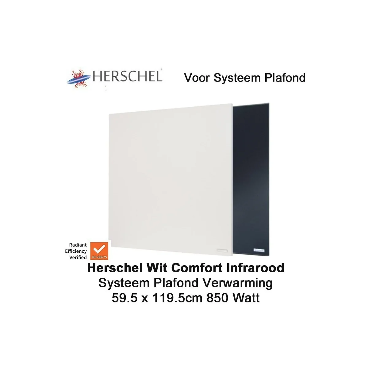 Herschel Comfort 850 Watt infrarood paneel wit voor systeemplafond 59.5 x 119.5 cm