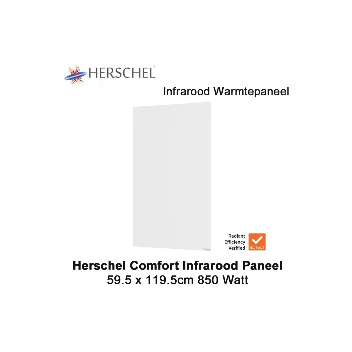 Herschel Comfort infrarood paneel 850 Watt, 59.5 x 119.5cm