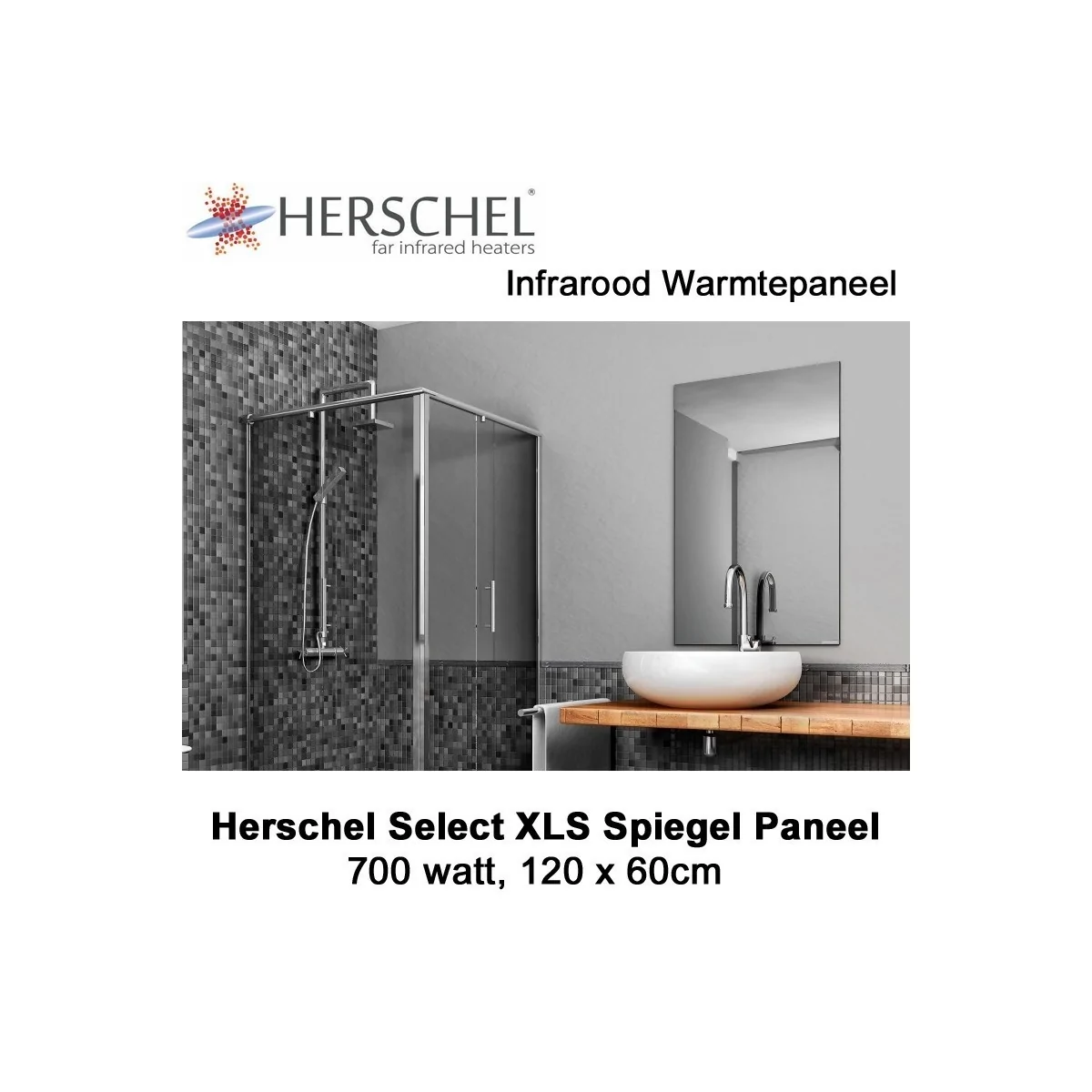 Herschel Select XLS spiegel infrarood paneel 700 Watt 60 x 120 cm