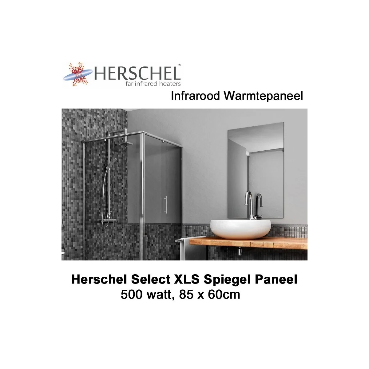 Herschel Select XLS spiegel infrarood paneel 500 Watt 60 x 85 cm