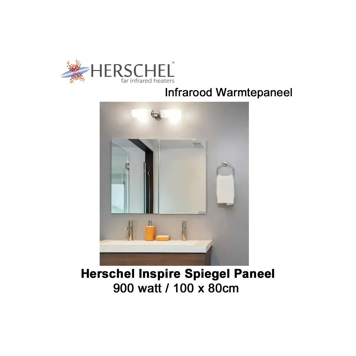 Herschel Inspire spiegel infrarood paneel 900 Watt, 100 x 80 cm