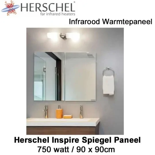 Herschel Inspire spiegel infrarood paneel 750 Watt 90 x 70 cm