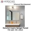 Herschel Inspire spiegel infrarood paneel 750 Watt 90 x 70 cm