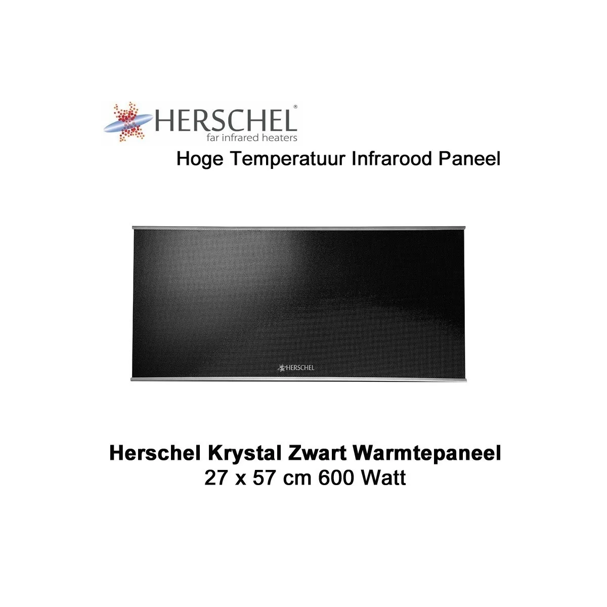 Herschel Krystal 600 Watt infrarood paneel zwart, 27 x 57 cm