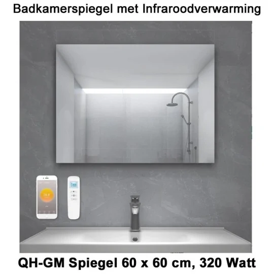 QH-GM Spiegel infrarood verwarming 60 x 60 cm 320 Watt