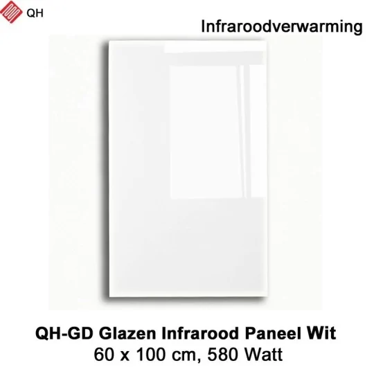 QH-GD glazen infraroodpaneel wit 580Watt, 60 x 100 cm