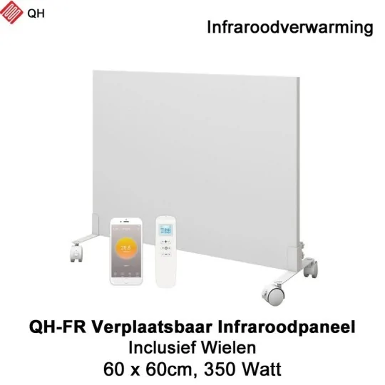 QH-FR Serie Mobiel Infrarood paneel 350W met wieltjes, 60 x 60 cm