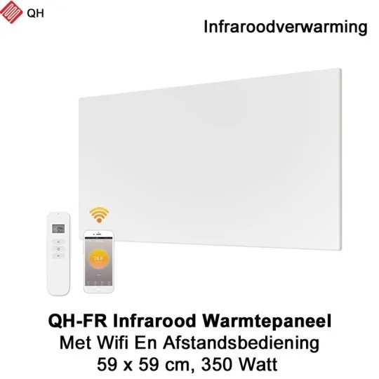 QH-FR infrarood paneel 350W met Wifi en afstandsbediening, 59 x 59 cm
