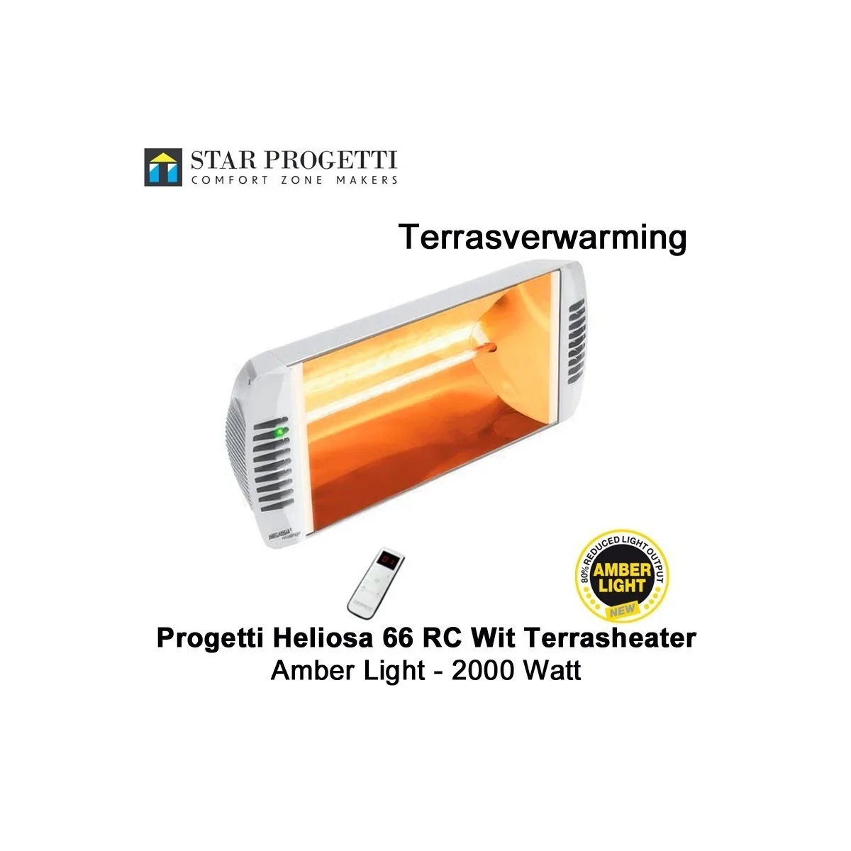 Progetti Heliosa 66 RC Wit Amberlight terrasverwarmer 2000 Watt
