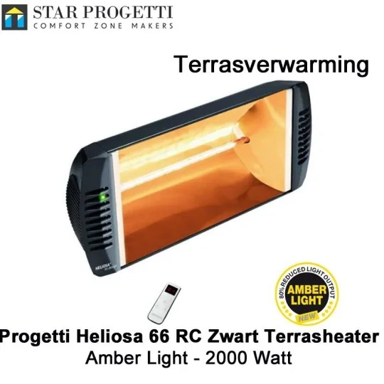Progetti Heliosa 66 RC Zwart Amberlight terrasverwarmer 2000Watt