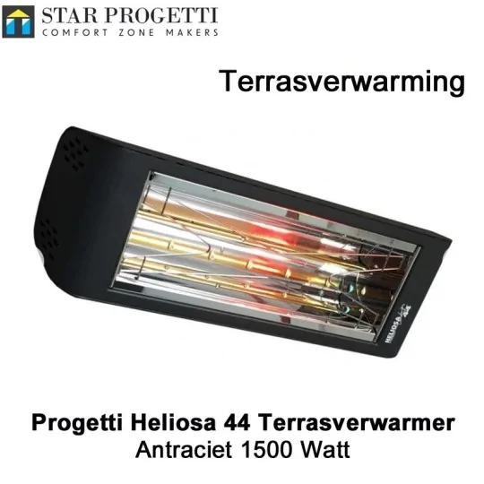 Progetti Heliosa 44 Antraciet hoge capaciteit terrasverwarmer 1500 Watt