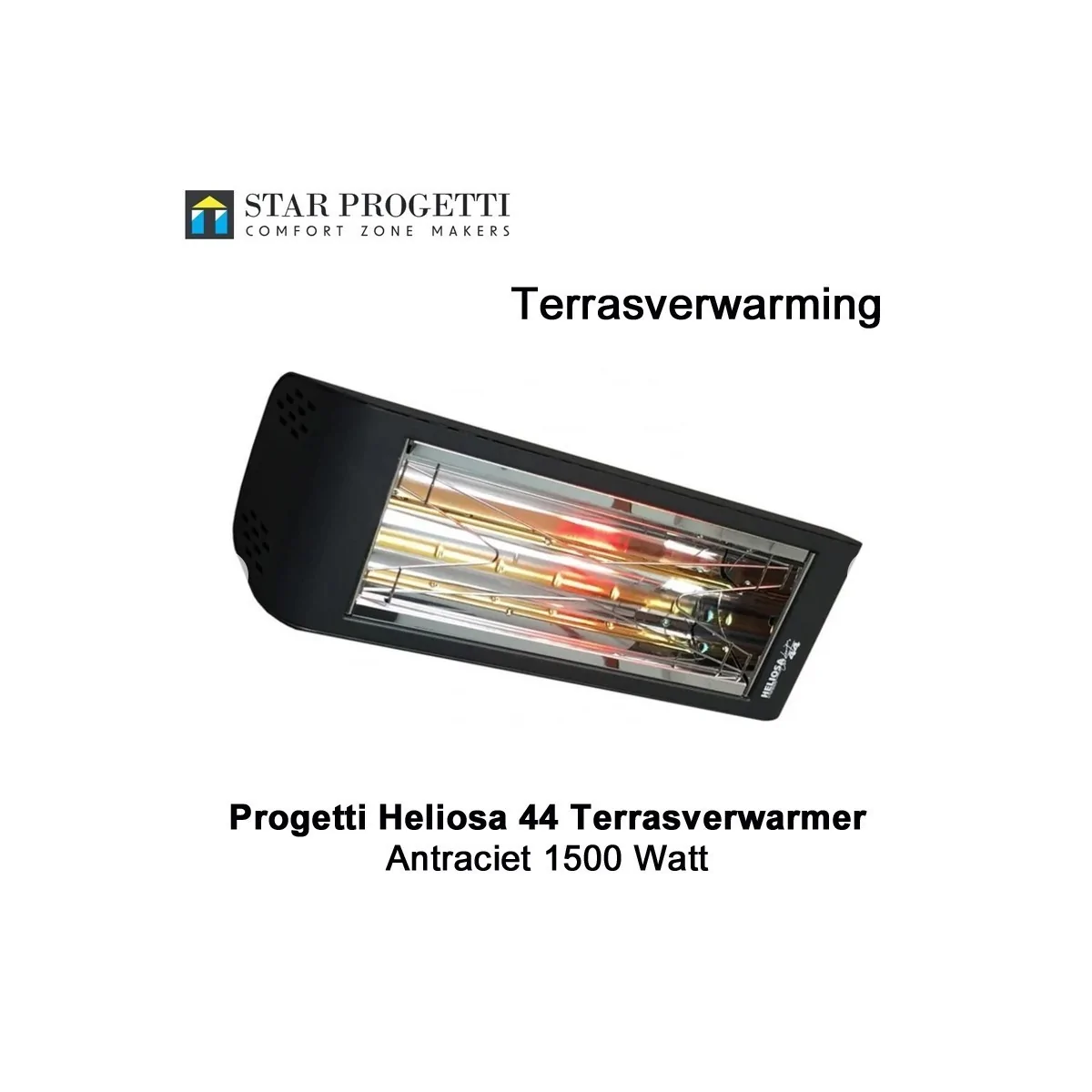 Progetti Heliosa 44 Antraciet hoge capaciteit terrasverwarmer 1500 Watt