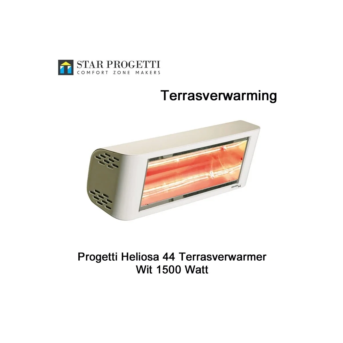 Progetti Heliosa 44 Wit hoge capaciteit terrasverwarmer 1500 Watt
