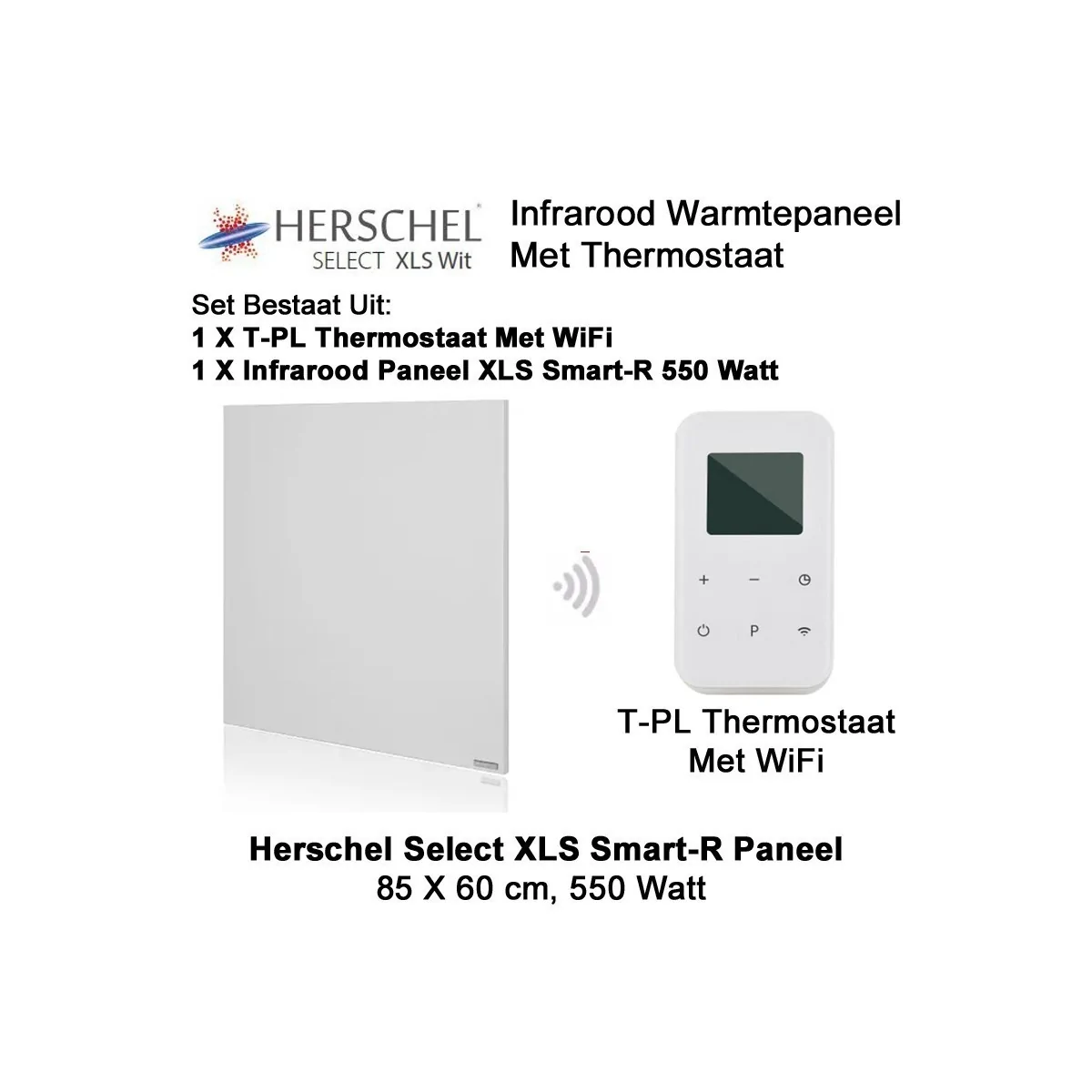 Herschel Select XLS Infrarood Paneel met T-PL thermostaat, 550 Watt, 60 x 85 cm