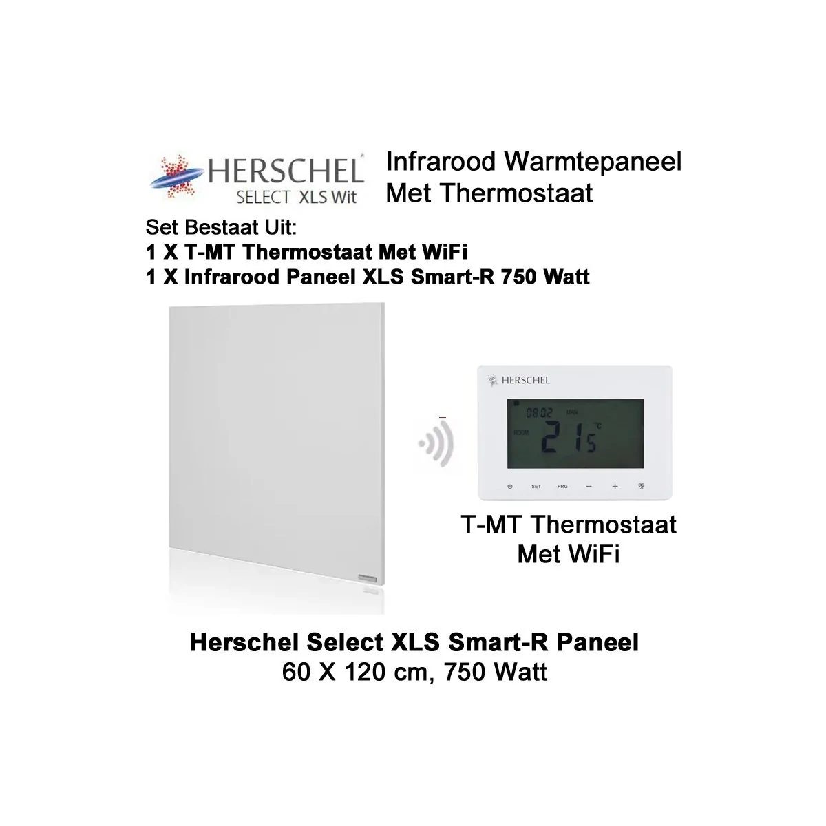 Herschel Select XLS Infrarood Paneel 750 Watt met T-MT thermostaat