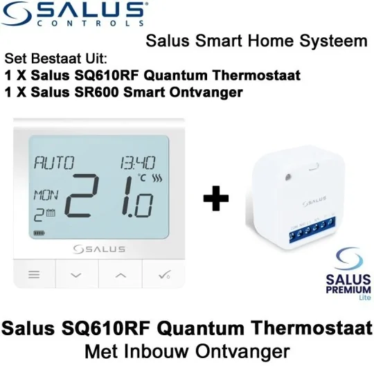 Salus SQ610RF Quantum Thermostaat met SR600 of SPE600 ontvanger