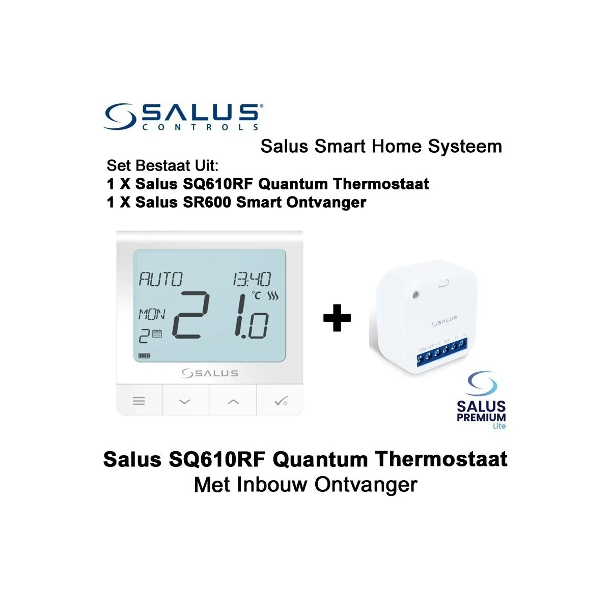 Salus SQ610RF Quantum Thermostaat met SR600 of SPE600 ontvanger