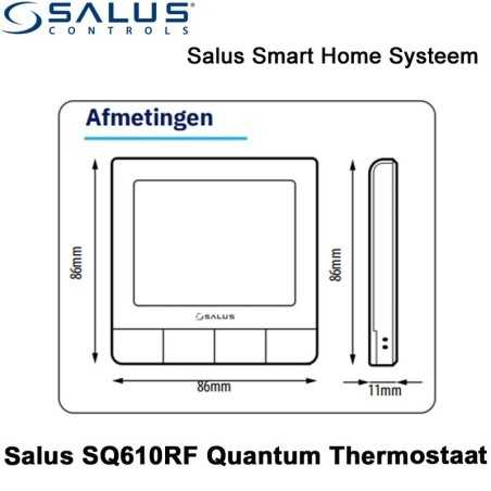 Salus Starterset UGE600 Home Gateway Met SQ610BRF Quantum Thermostaat Zwart en SR600 of SPE600 Ontvanger