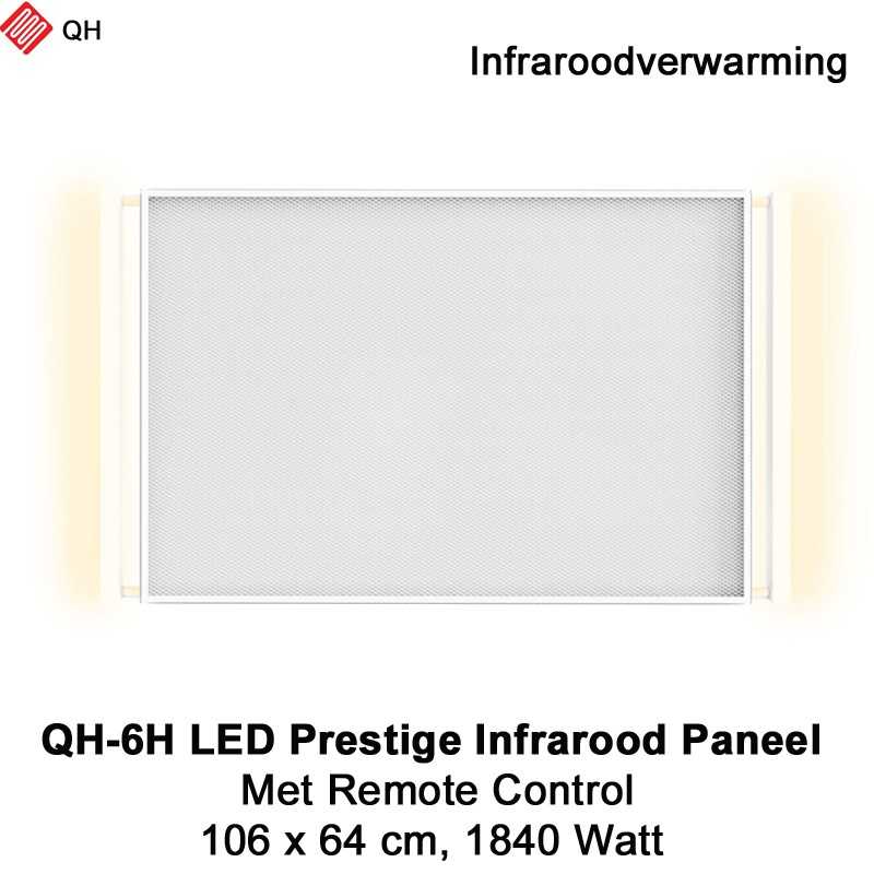 QH-6H LED Prestige Infraroodpaneel 1840 Watt met LED verlichting en thermostaat, 106 x 64 cm