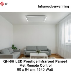 QH-6H LED Prestige Infraroodpaneel 1540 Watt met LED verlichting en thermostaat, 90 x 64 cm