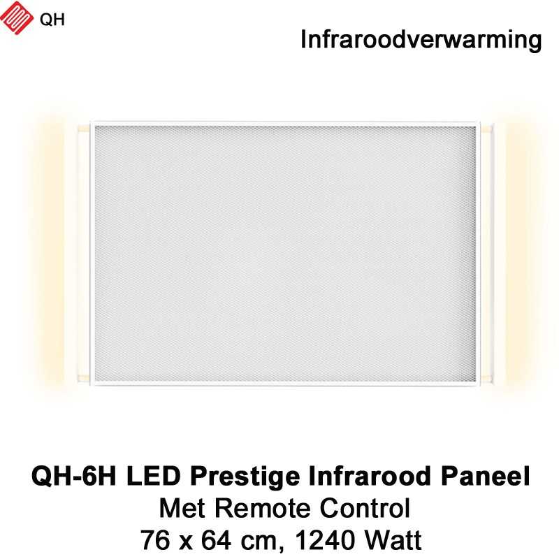 QH-6H LED Prestige Infraroodpaneel 1240 Watt met LED verlichting en thermostaat, 76 x 64 cm QH-6H LED Prestige Infraroodpaneel 1240 Watt met LED verlichting en thermostaat, 76 x 64 cm
