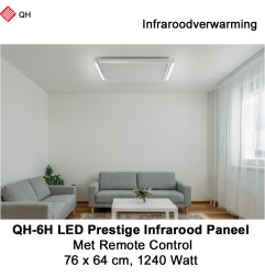 QH-6H LED Prestige Infraroodpaneel 1240 Watt met LED verlichting en thermostaat, 76 x 64 cm