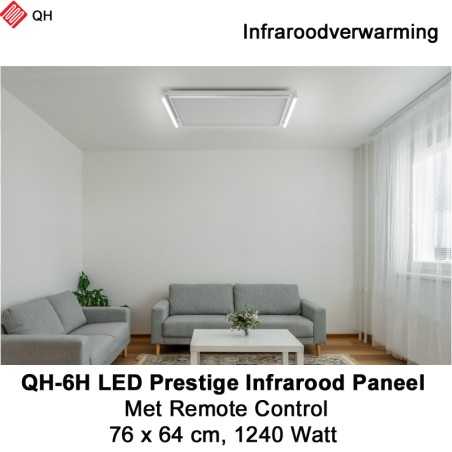 QH-6H LED Prestige Infraroodpaneel 1240 Watt met LED verlichting en thermostaat, 76 x 64 cm