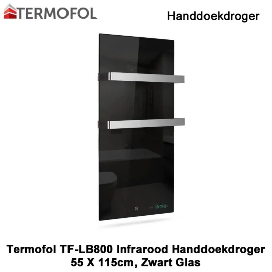 Termofol TF-LB800 Zwart Glas Infrarood Handdoekdroger