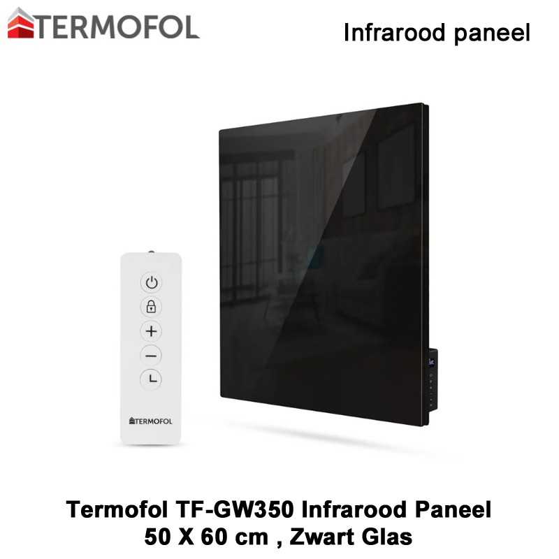 Termofol TF-GB350 Zwart glazen infrarood paneel Termofol TF-GB350 Zwart glazen infrarood paneel