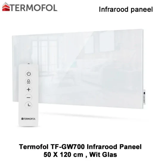Termofol TF-GW700 Wit glazen infrarood paneel
