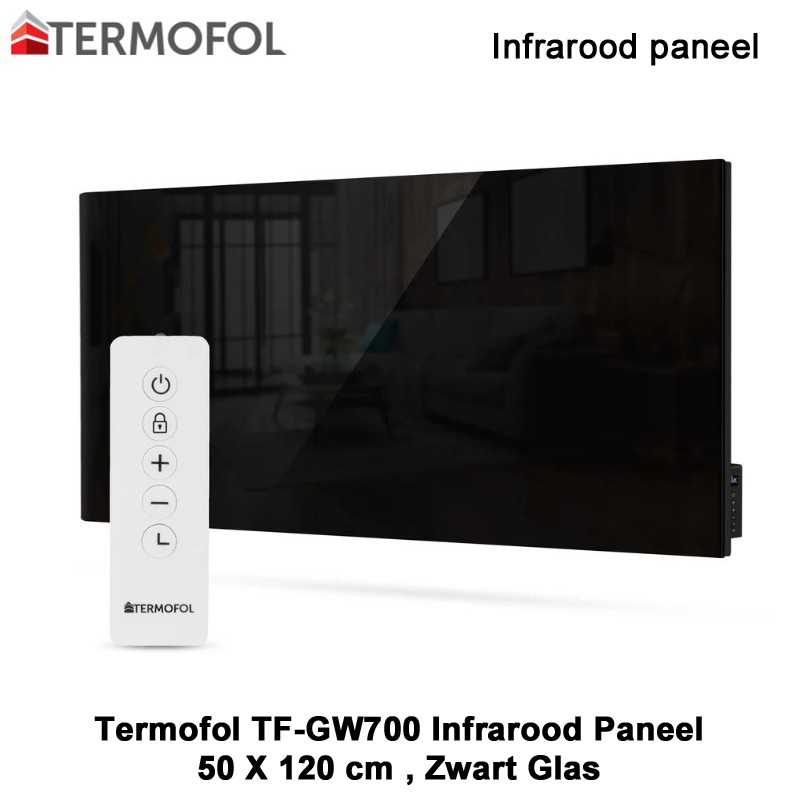 Termofol TF-GB700 Zwart glazen infrarood paneel Termofol TF-GB700 Zwart glazen infrarood paneel
