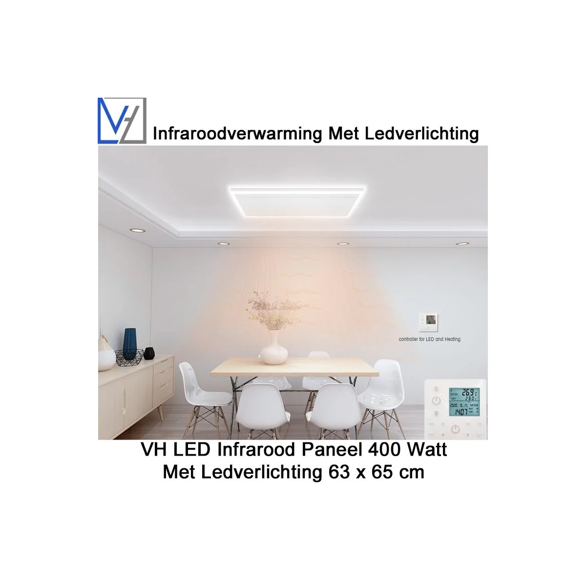 VH Infrarood Paneel 400 Watt met Ledverlichting 63 x 65 cm