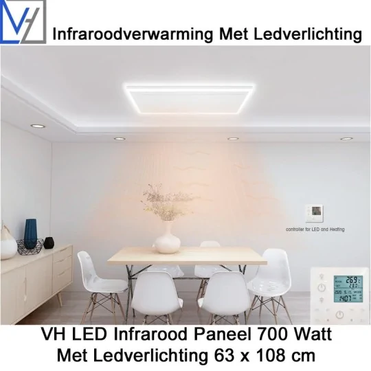 VH Infrarood Paneel 700 Watt met Ledverlichting 63 x 108 cm