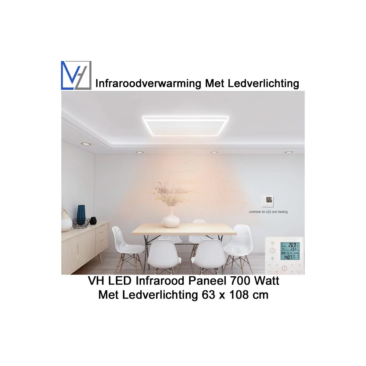 VH Infrarood Paneel 700 Watt met Ledverlichting 63 x 108 cm