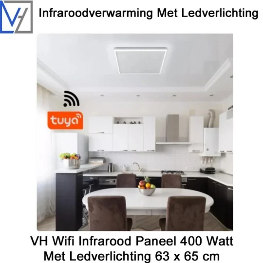 VH Wifi Infrarood Paneel 400 Watt met Ledverlichting 63 x 65 cm