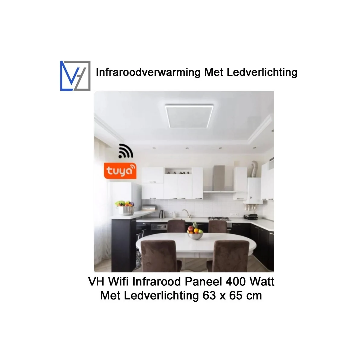 VH Wifi Infrarood Paneel 400 Watt met Ledverlichting 63 x 65 cm