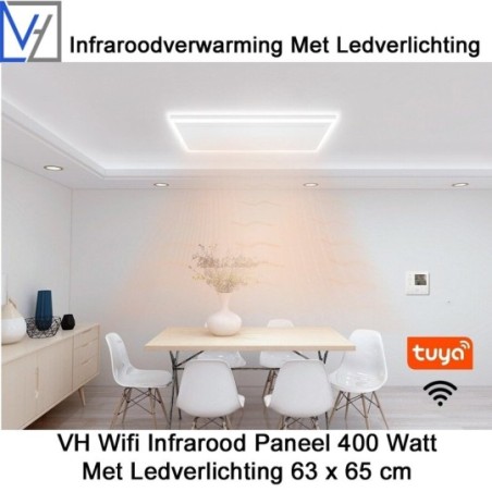 VH Wifi Infrarood Paneel 400 Watt met Ledverlichting 63 x 65 cm
