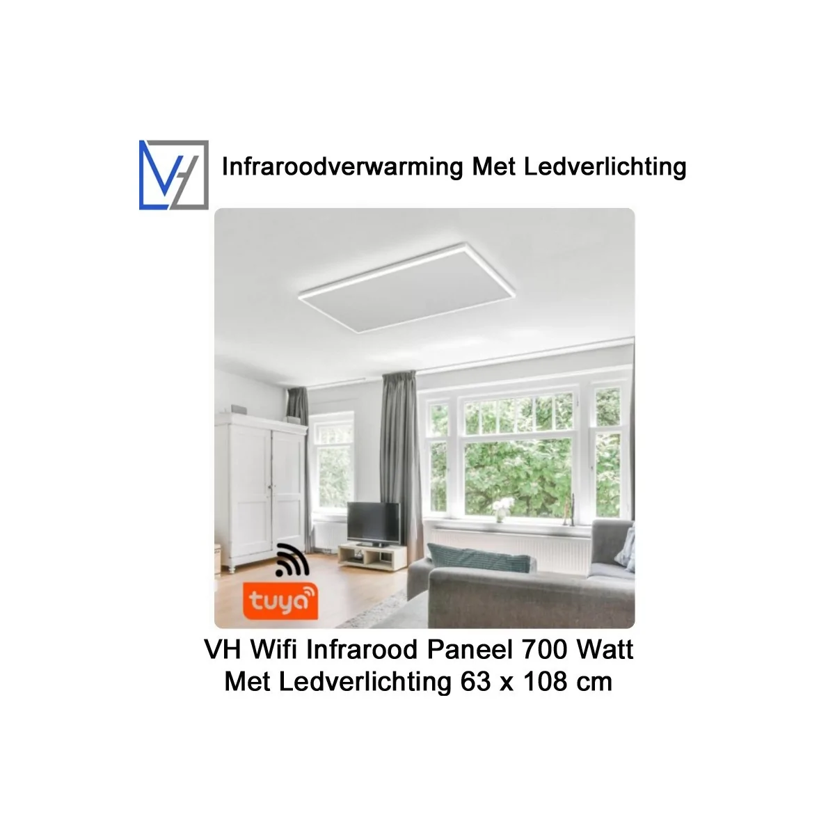 VH Wifi Infrarood Paneel 700 Watt met Ledverlichting 63 x 108 cm