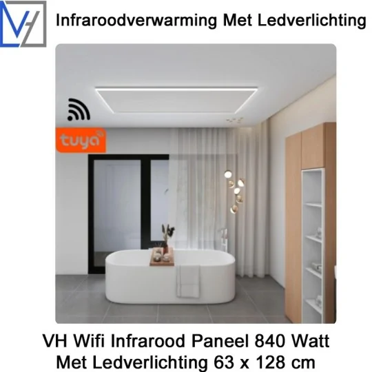 VH Wifi Infrarood Paneel 840 Watt met Ledverlichting 63 x 128 cm