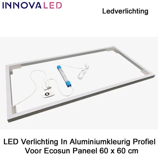 LED Verlichting In Aluminiumkleurig Profiel Voor Ecosun Paneel 60 x 60 cm