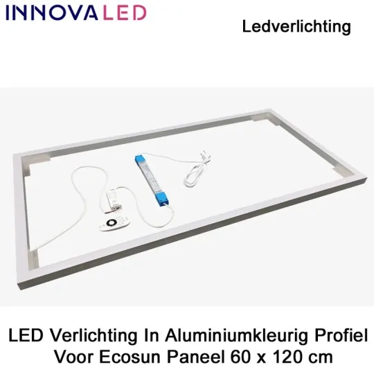 LED Verlichting In Aluminiumkleurig Profiel Voor Ecosun Paneel 60 x 120 cm