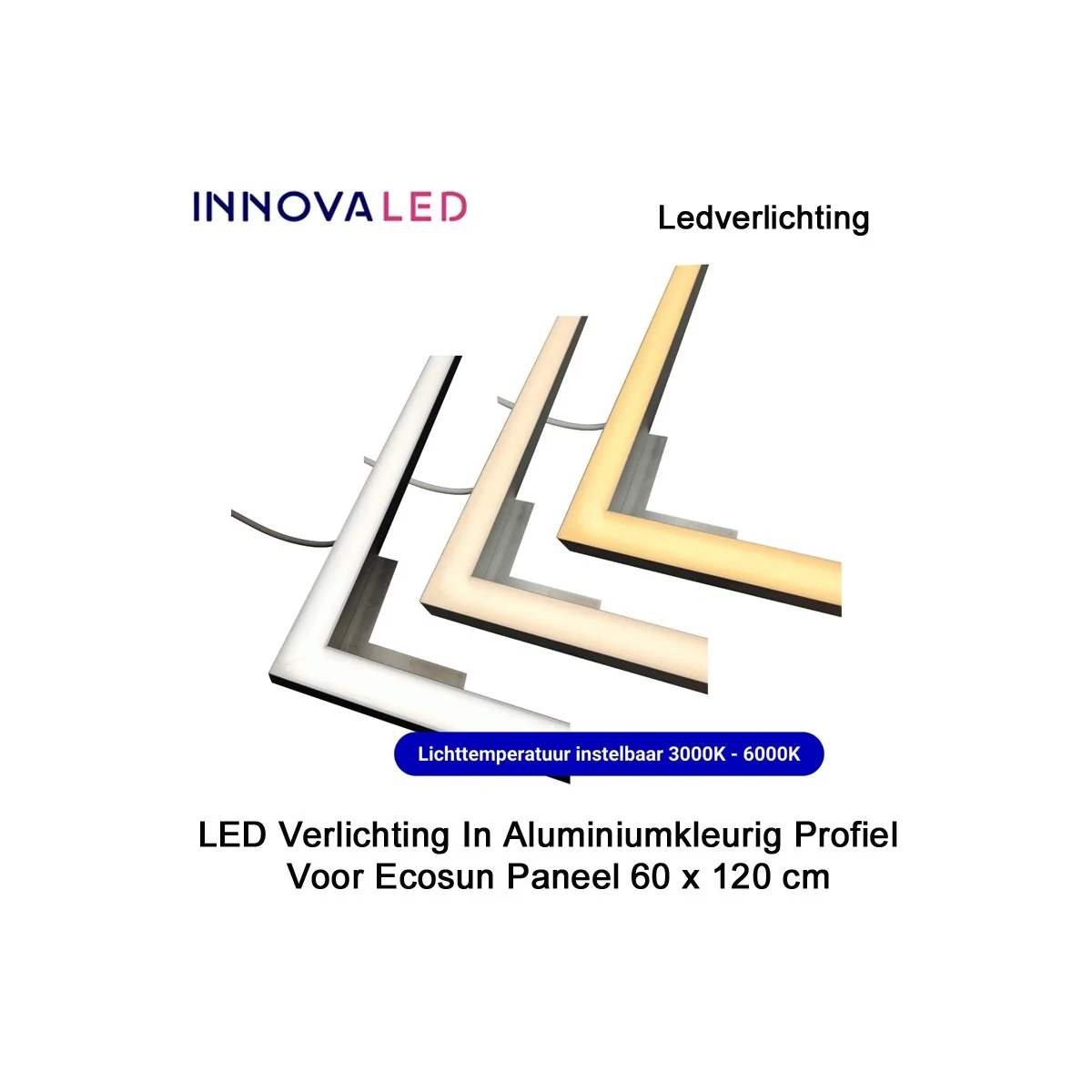LED Verlichting In Aluminiumkleurig Profiel Voor Ecosun Paneel 60 x 120 cm