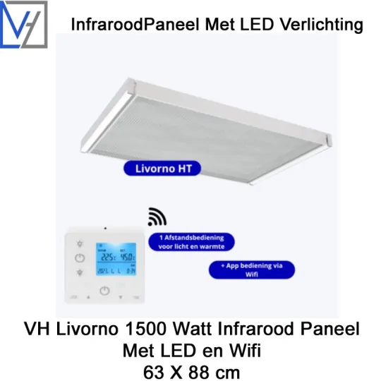VH Livorno LED 1500 Watt infraroodpaneel 63 X 88 cm met Wifi thermostaat