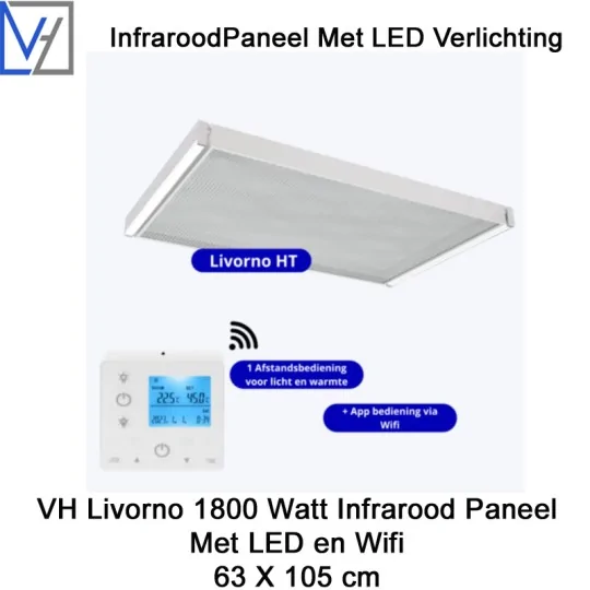 VH Livorno LED 1800 Watt infraroodpaneel 63 X 104 cm met Wifi thermostaat