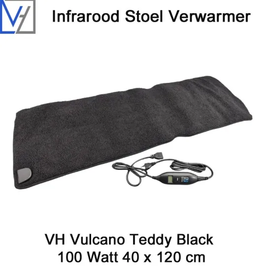 VH Regelbare stoel verwarmer Vulcano Teddy Black 100 Watt 40 x 120 cm